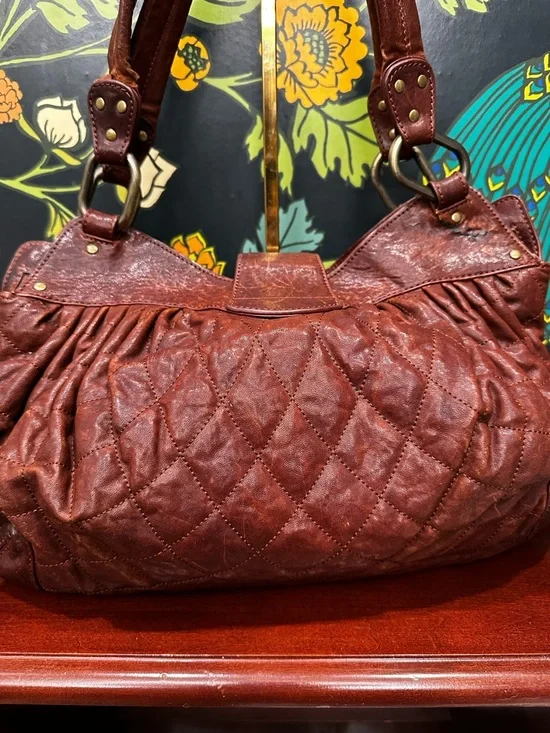 Bally Mopeeh Quilted Leather Shoulder Bag Brown Chain Medallion Y2K Italy - Picture 9 of 14